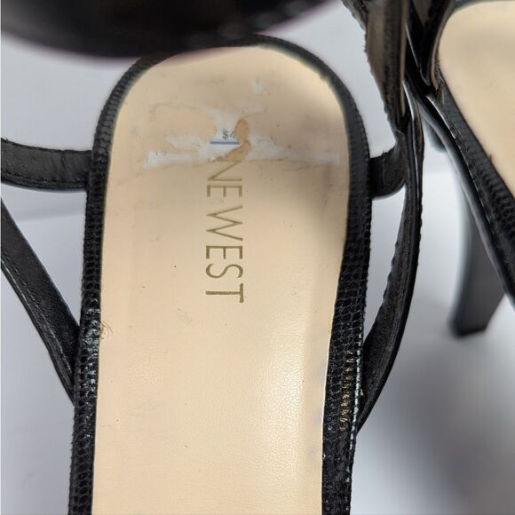 Nine West Jazz Girl Black Patent Strappy Snakeskin Print Platform Heels Womens 9 - Picture 6 of 7